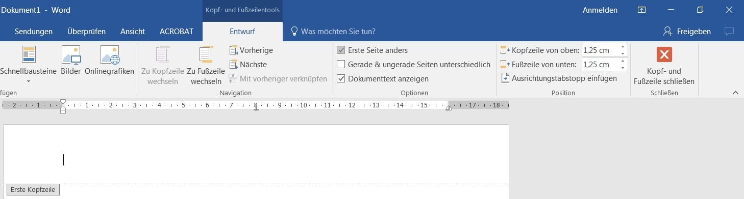 Seitennummeriung in Word: Nummerierung auf dem Deckblatt ausblenden