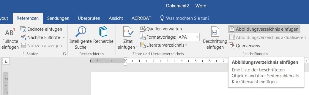 Abbildungsverzeichnis in Word einfügen