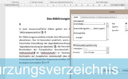 Abkürzungsverzeichnis in Word erstellen