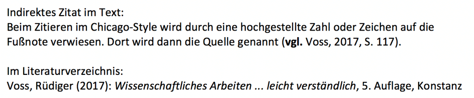 Beispiel indirektes Zitieren im Chicago-Style B