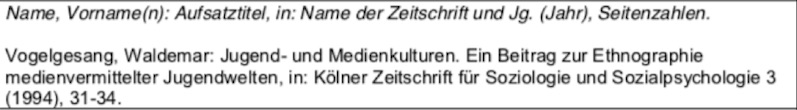 Zeitschriftenartikel nach der deutschen Zitierweise im Literaturverzeichnis